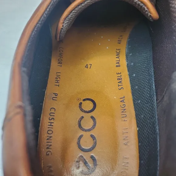 Ecco Men's‎ Brown Leather Lace-Up Dress Shoes Size 47 Comfort Cushion Sole