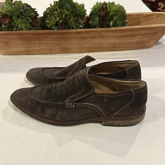 ECCO Men's Brown Suede leather Pedroso Slip On loafers shoes Size 45