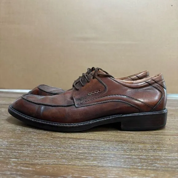 ECCO Men’s Dress Shoes Lace Up Oxford Brown Leather Men's Brown Leather Dress Sz