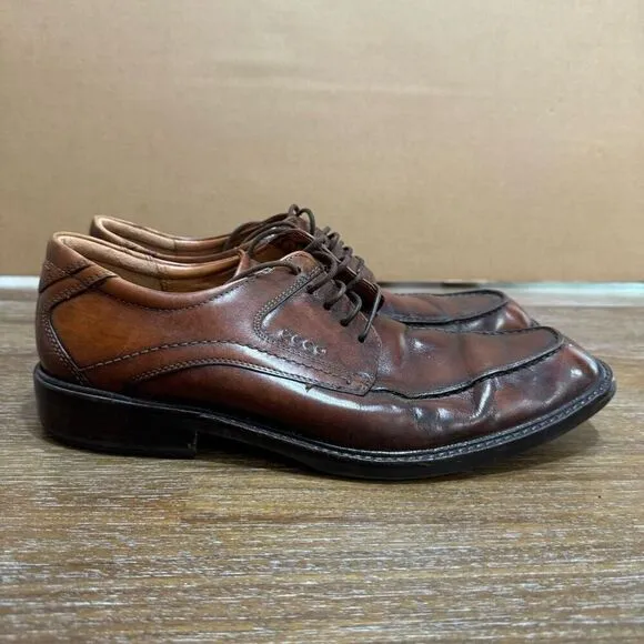 ECCO Men’s Dress Shoes Lace Up Oxford Brown Leather Men's Brown Leather Dress Sz