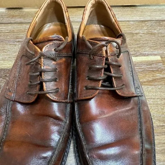 ECCO Men’s Dress Shoes Lace Up Oxford Brown Leather Men's Brown Leather Dress Sz