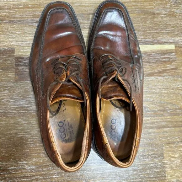 ECCO Men’s Dress Shoes Lace Up Oxford Brown Leather Men's Brown Leather Dress Sz