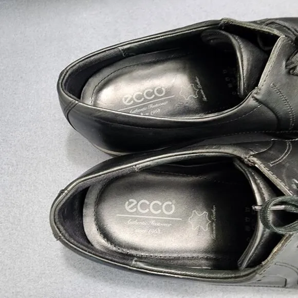Ecco Mens Oxford Dress Shoes 46 US 12 Black Leather Shock Point Career Office