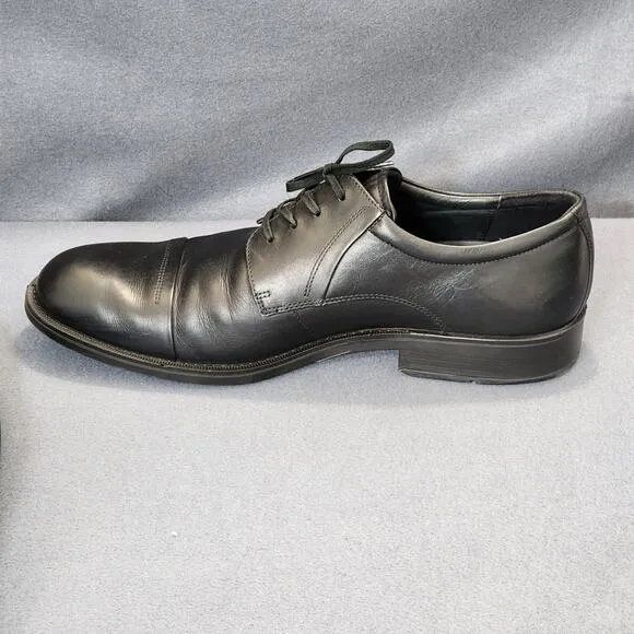 Ecco Mens Oxford Dress Shoes 46 US 12 Black Leather Shock Point Career Office