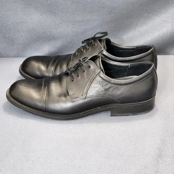 Ecco Mens Oxford Dress Shoes 46 US 12 Black Leather Shock Point Career Office