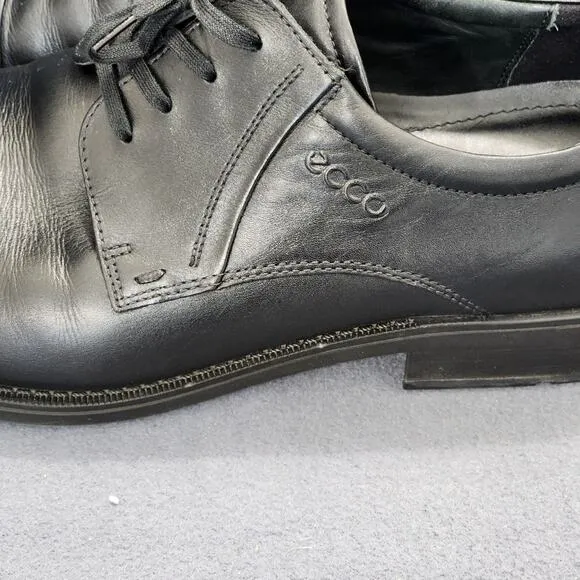 Ecco Mens Oxford Dress Shoes 46 US 12 Black Leather Shock Point Career Office