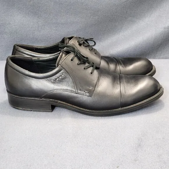 Ecco Mens Oxford Dress Shoes 46 US 12 Black Leather Shock Point Career Office