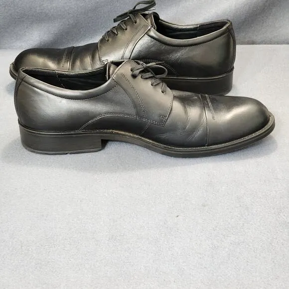 Ecco Mens Oxford Dress Shoes 46 US 12 Black Leather Shock Point Career Office