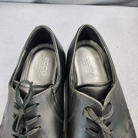 Ecco Mens Oxford Dress Shoes 46 US 12 Black Leather Shock Point Career Office