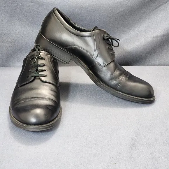 Ecco Mens Oxford Dress Shoes 46 US 12 Black Leather Shock Point Career Office