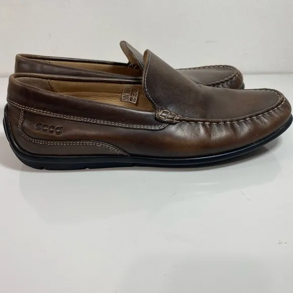 Ecco Shoes Classic Moc Loafers Flats Slip On Brown Leather Men’s 44