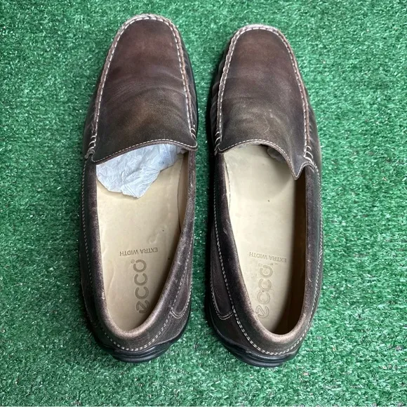 Ecco Shoes Driving Loafers Slip Ons Men Size EU 47 / US 13 Brown Leather Wide
