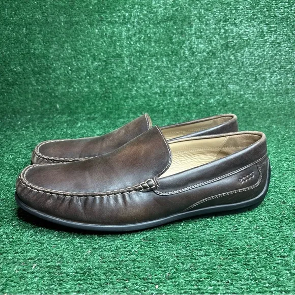 Ecco Shoes Driving Loafers Slip Ons Men Size EU 47 / US 13 Brown Leather Wide
