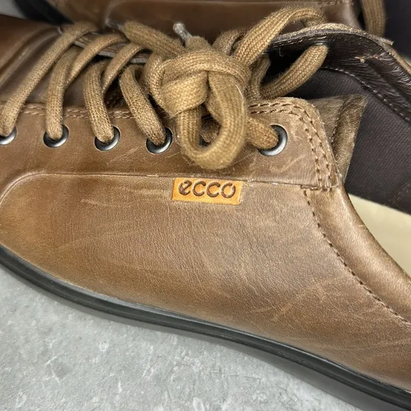 ECCO Soft 7 Brown Leather Casual Sneakers Shoes - Men’s Size US 12 / EU 46 Wide