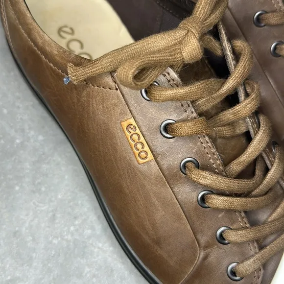 ECCO Soft 7 Brown Leather Casual Sneakers Shoes - Men’s Size US 12 / EU 46 Wide