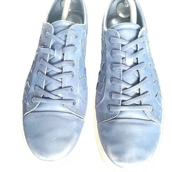 ECCO Soft 7 Shoes Mens 46 EU 12 Blue Woven Leather Sneaker Lace Up Casual