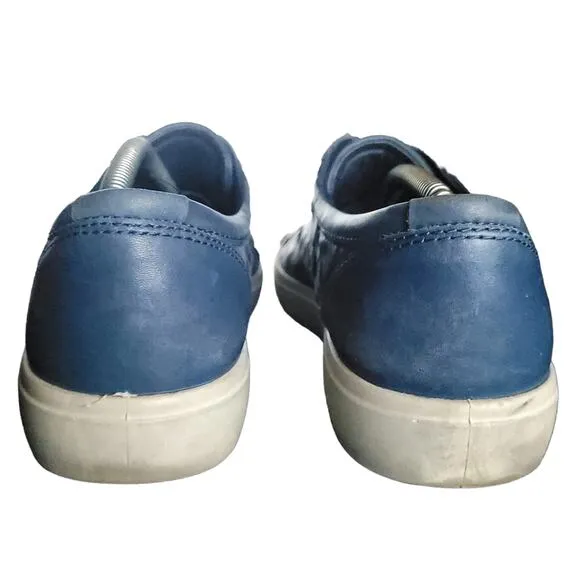 ECCO Soft 7 Shoes Mens 46 EU 12 Blue Woven Leather Sneaker Lace Up Casual