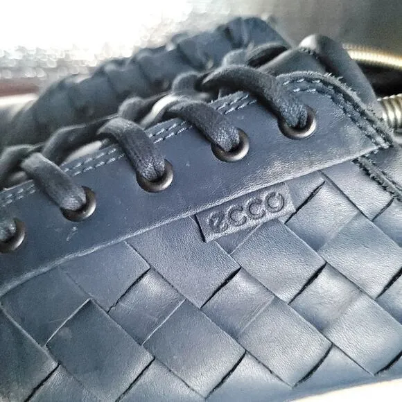 ECCO Soft 7 Shoes Mens 46 EU 12 Blue Woven Leather Sneaker Lace Up Casual
