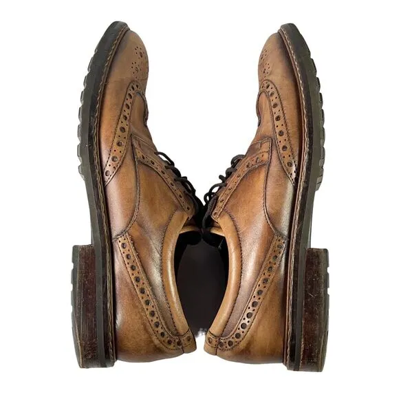 Ecco Vitrus Mens Dress Shoes Wing Tip Leather Oxford Nature Brown SIZE 8 US 42EU