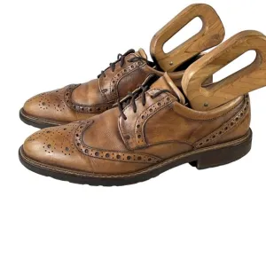 Ecco Vitrus Mens Dress Shoes Wing Tip Leather Oxford Nature Brown SIZE 8 US 42EU