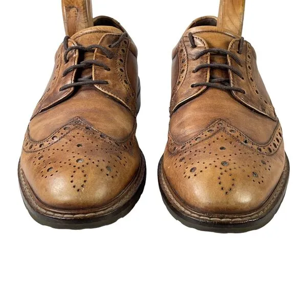 Ecco Vitrus Mens Dress Shoes Wing Tip Leather Oxford Nature Brown SIZE 8 US 42EU