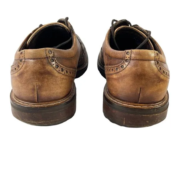 Ecco Vitrus Mens Dress Shoes Wing Tip Leather Oxford Nature Brown SIZE 8 US 42EU