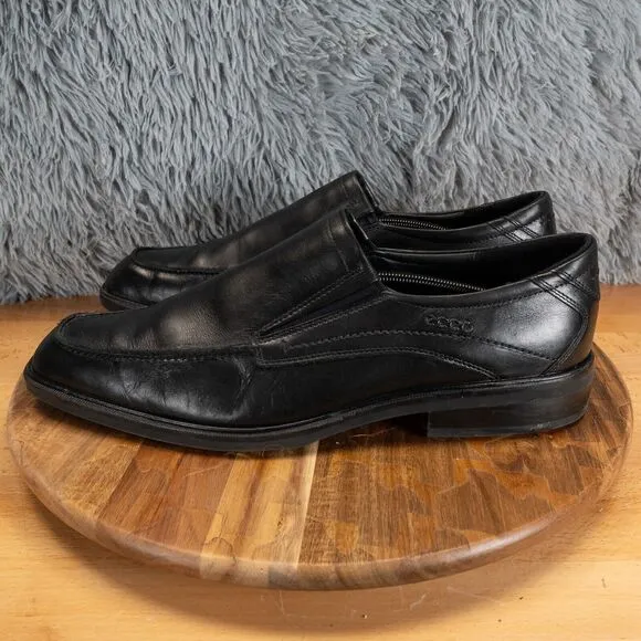 Ecco Windsor Men's Black Leather Slip-On Loafer Dress Shoes Size EU 47 US 13