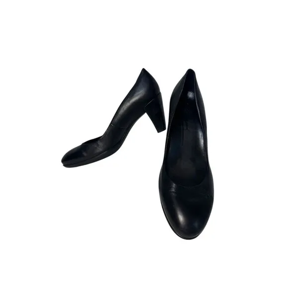 ECCO Womens Black Leather 3&quot; Heels Shoes 40 Size 9-9.5 Plateau Shape