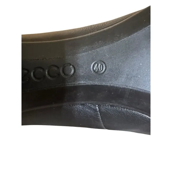 ECCO Womens Black Leather 3&quot; Heels Shoes 40 Size 9-9.5 Plateau Shape