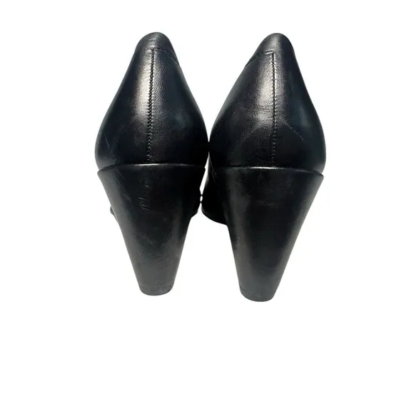 ECCO Womens Black Leather 3&quot; Heels Shoes 40 Size 9-9.5 Plateau Shape