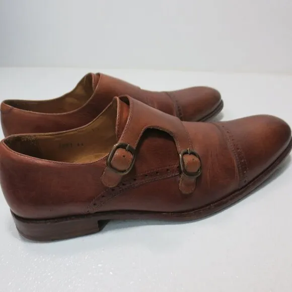 Eduardo Rivera Dual Monk Strap Leather Dress Shoes Mens Formal Footwear Sz 44