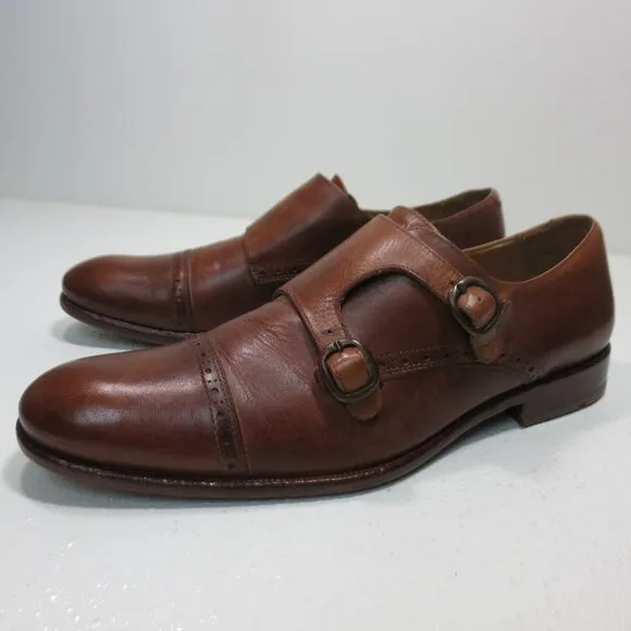 Eduardo Rivera Dual Monk Strap Leather Dress Shoes Mens Formal Footwear Sz 44