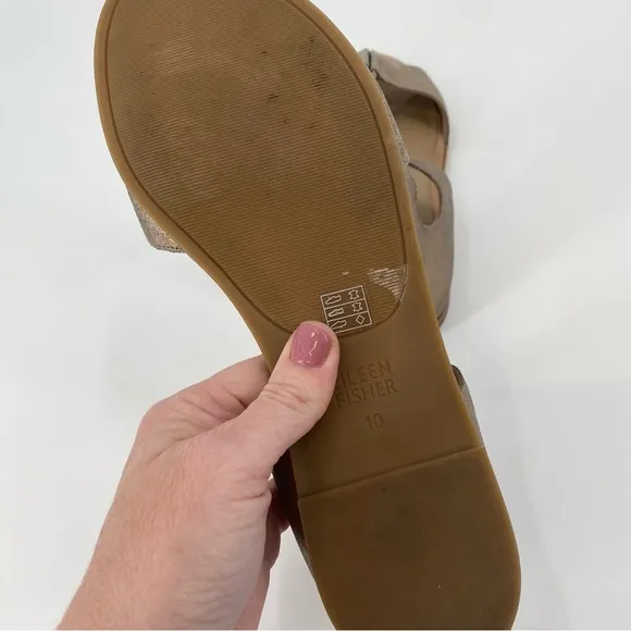 Eileen Fisher Rose Tumbled Nubuck Sandals Gold 10