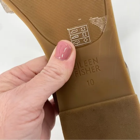 Eileen Fisher Rose Tumbled Nubuck Sandals Gold 10