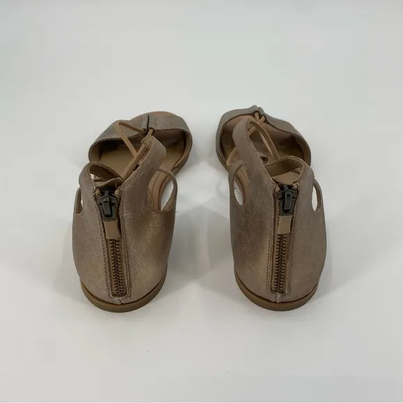Eileen Fisher Rose Tumbled Nubuck Sandals Gold 10