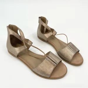Eileen Fisher Rose Tumbled Nubuck Sandals Gold 10