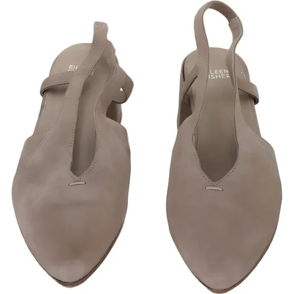 Eileen Fisher Taupe Brown Closed Toe Leather Suede Sandals Size 9.5