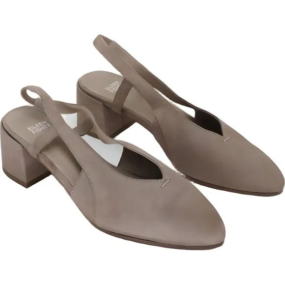 Eileen Fisher Taupe Brown Closed Toe Leather Suede Sandals Size 9.5