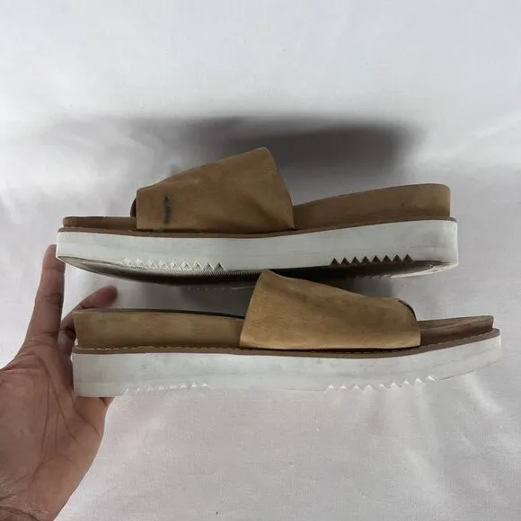 Eileen Fisher Womens Sandals Size 8 Tan Slide Kite Wedge Leather