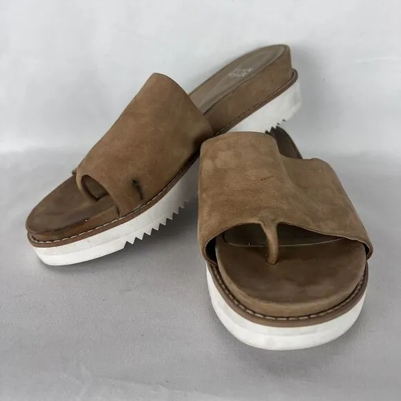 Eileen Fisher Womens Sandals Size 8 Tan Slide Kite Wedge Leather