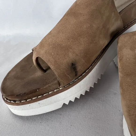 Eileen Fisher Womens Sandals Size 8 Tan Slide Kite Wedge Leather