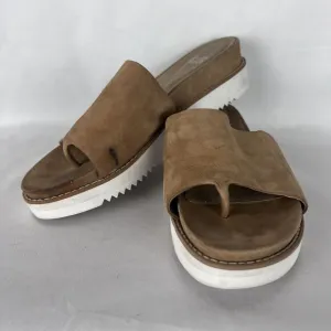 Eileen Fisher Womens Sandals Size 8 Tan Slide Kite Wedge Leather