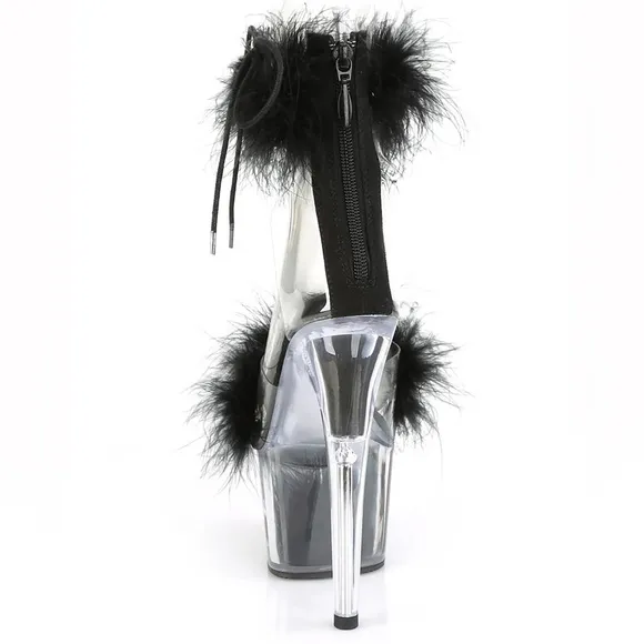 Elegant Black Feathered Women's Heels