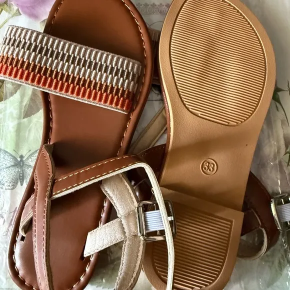 Embroidered Brown Sandals
