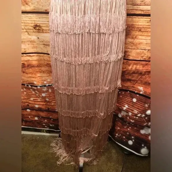 Embroidered Fringe Long Dress
