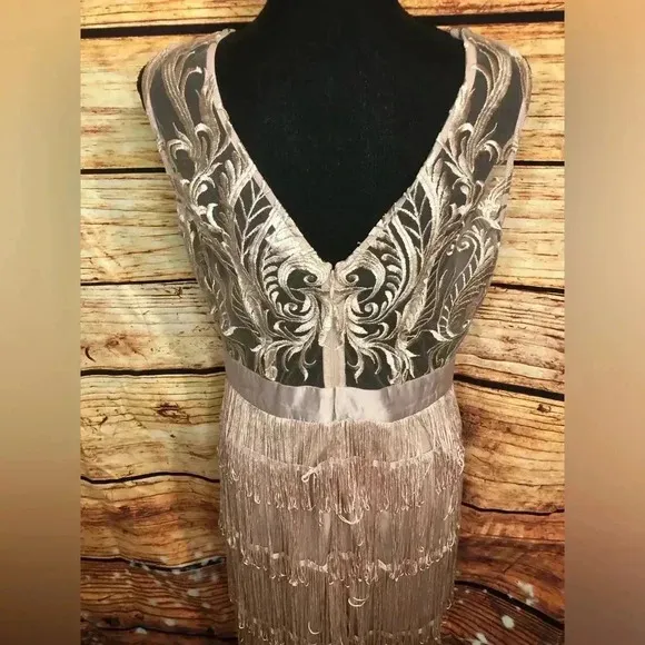 Embroidered Fringe Long Dress