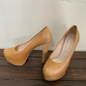 Ermanno Scervino Décolleté platform Shoes Woman’s 40 Heels Leather Camel Tan