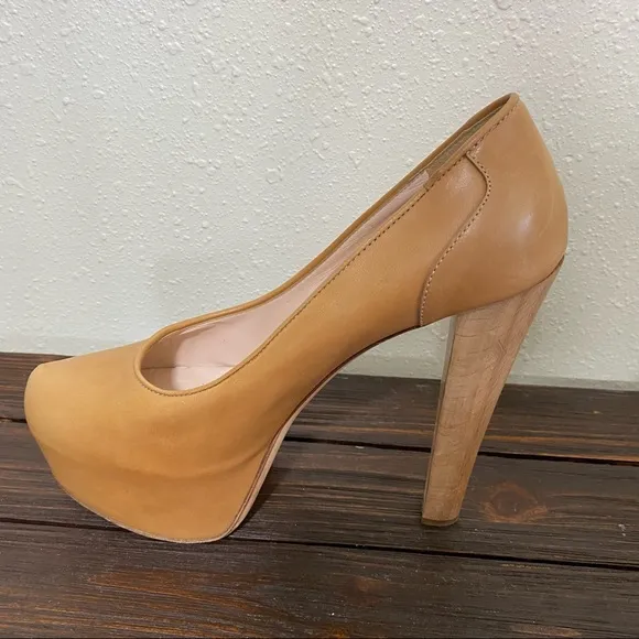 Ermanno Scervino Décolleté platform Shoes Woman’s 40 Heels Leather Camel Tan
