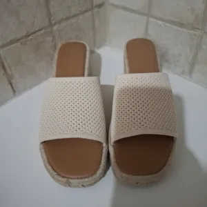 Espadrille Wedge Sandals Tan Beige Size 10