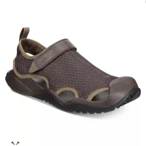 EUC CROCS Men's Swiftwater Mesh Deck Sandals size 12 brown sandals